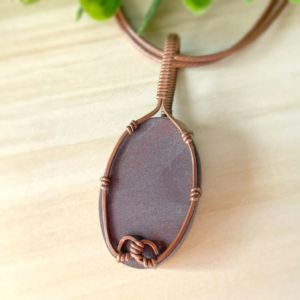 Fascinating 68x28mm Wire-Wrapped Dendritic Sandstone Pendant