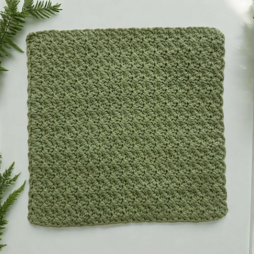 Crochet Cotton Washcloth - Sage Green