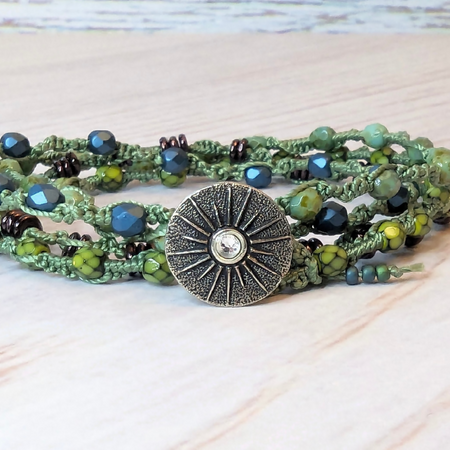 Macrame bracelet |wrap bracelet | beaded button bracelet | boho