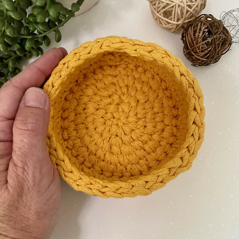 Crochet handmade basket | Home Decor | Mustard Mini