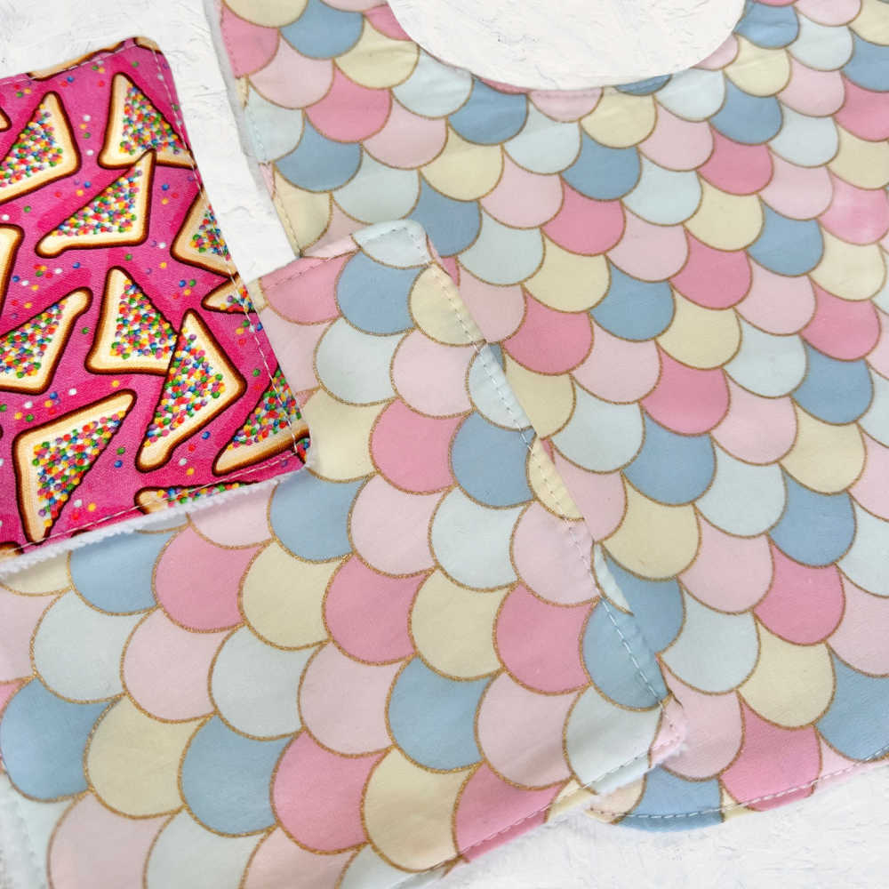 Larger Size Handmade Bib & Washcloth Set - Pinks & Blues