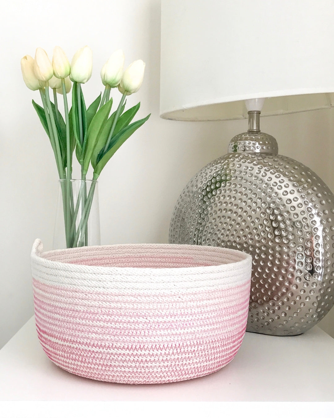Round Cotton Storage Basket - Pink Ombre