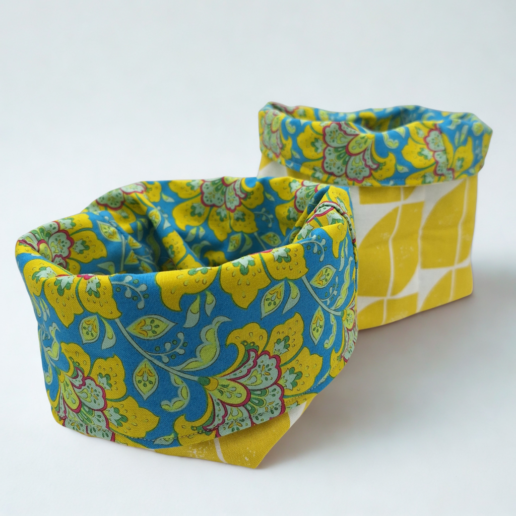 Reversible fabric baskets