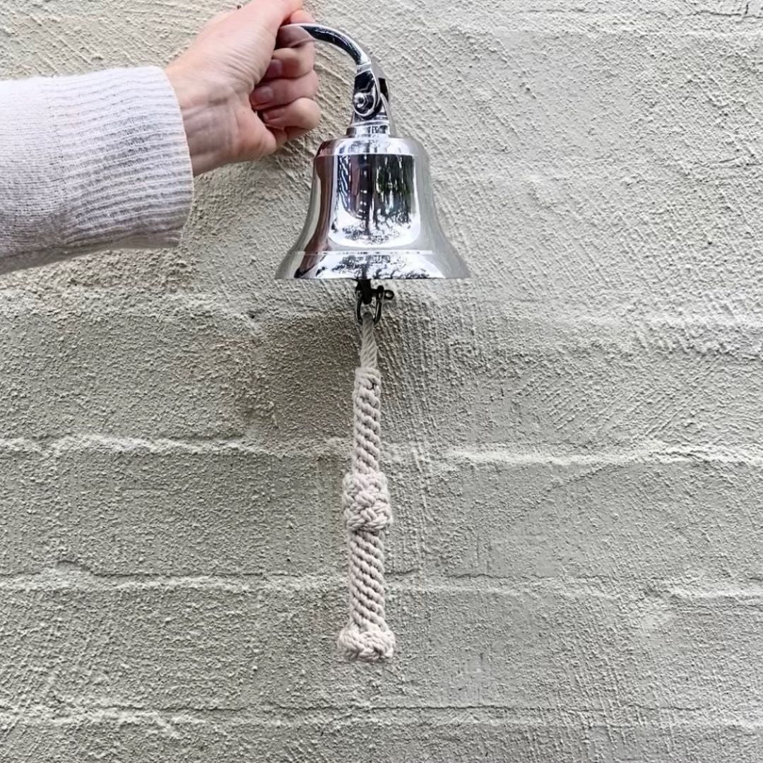 Ships Bell, Chrome Plated with Handmade Bell Rope