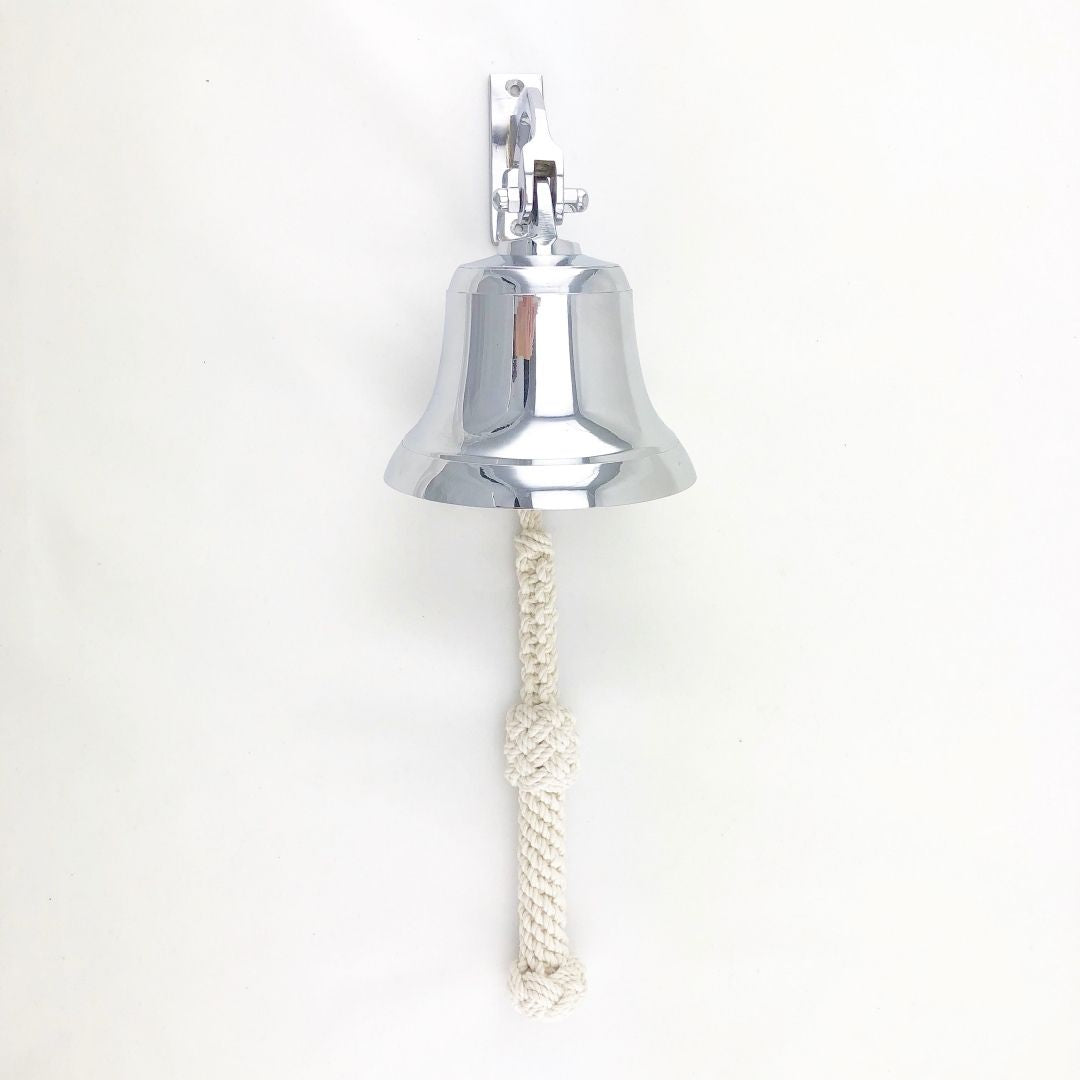Ships Bell, Chrome Plated with Handmade Bell Rope