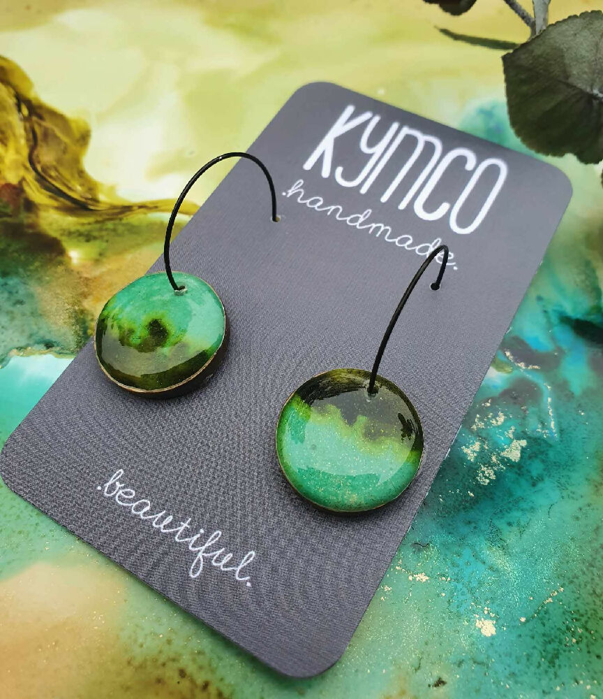 The Rainforest Collection| Resin hoop earrings | Dark green