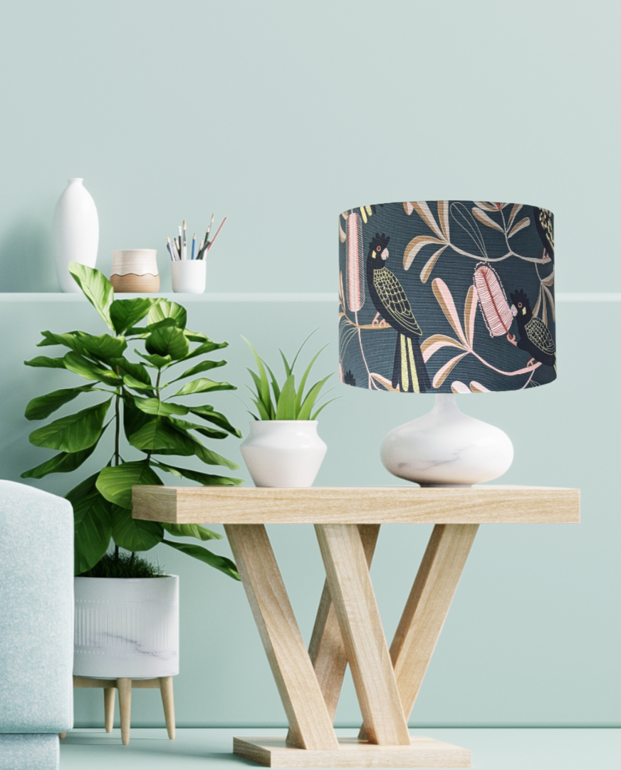 Yellow-Tailed Black Cockatoo Lampshade - Jocelyn Proust Design - handmade by Emotive Collection