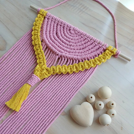 Macrame Wall Hanging - Pink & Mustard