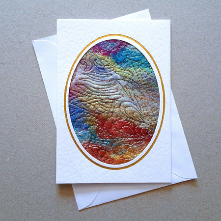 Embroidered silk paper card 16