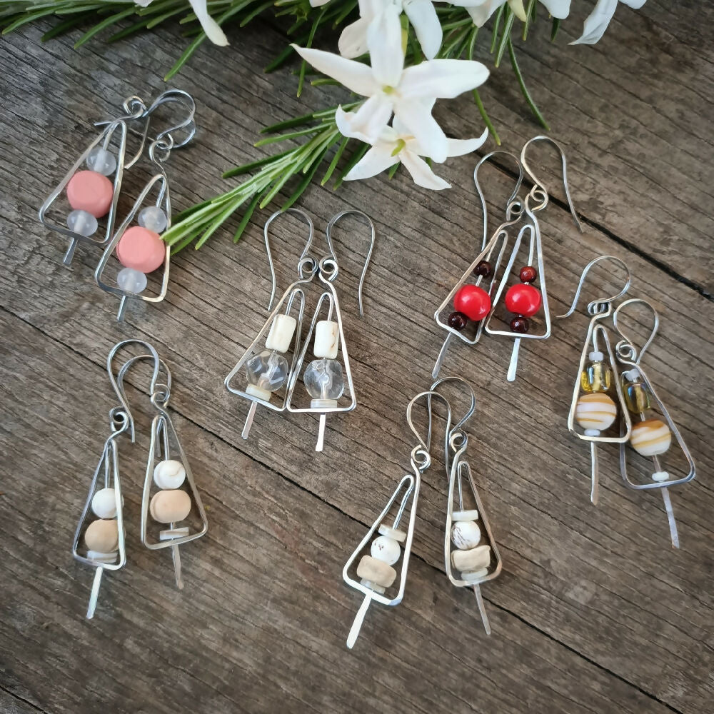 Handmade minimalist christmas tree earrings 