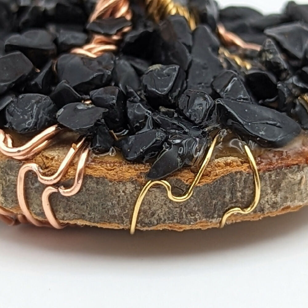 Gemstone tree ~ inner growth ~ agate & black tourmaline gemstones