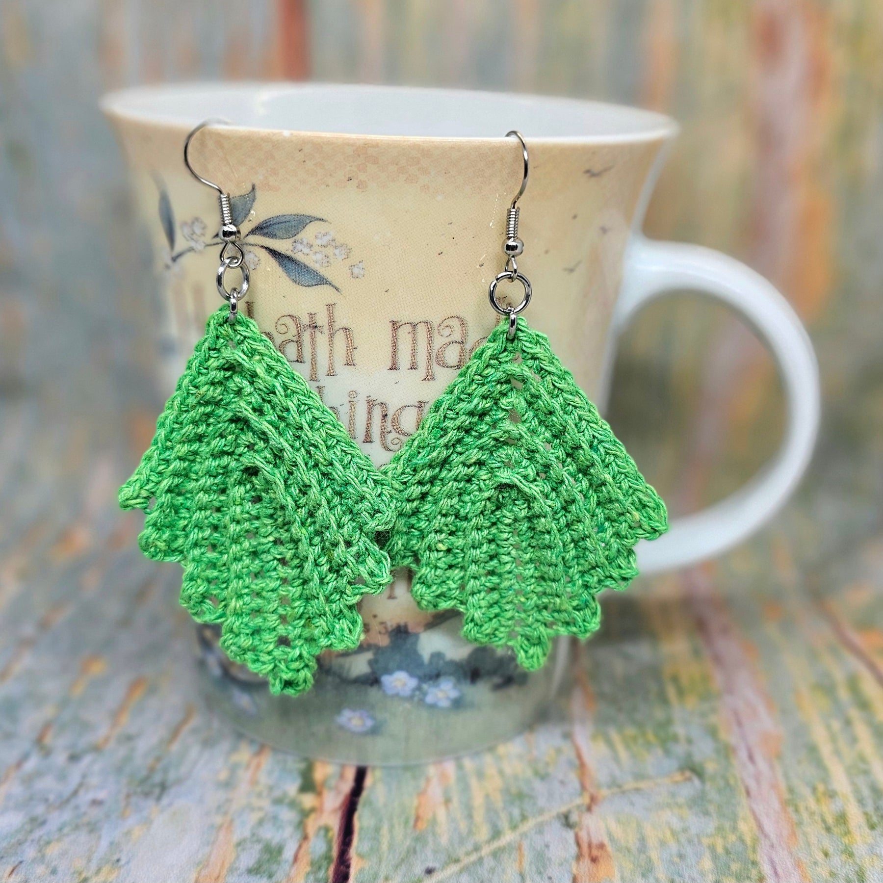 Crocheted Leaf Earrings