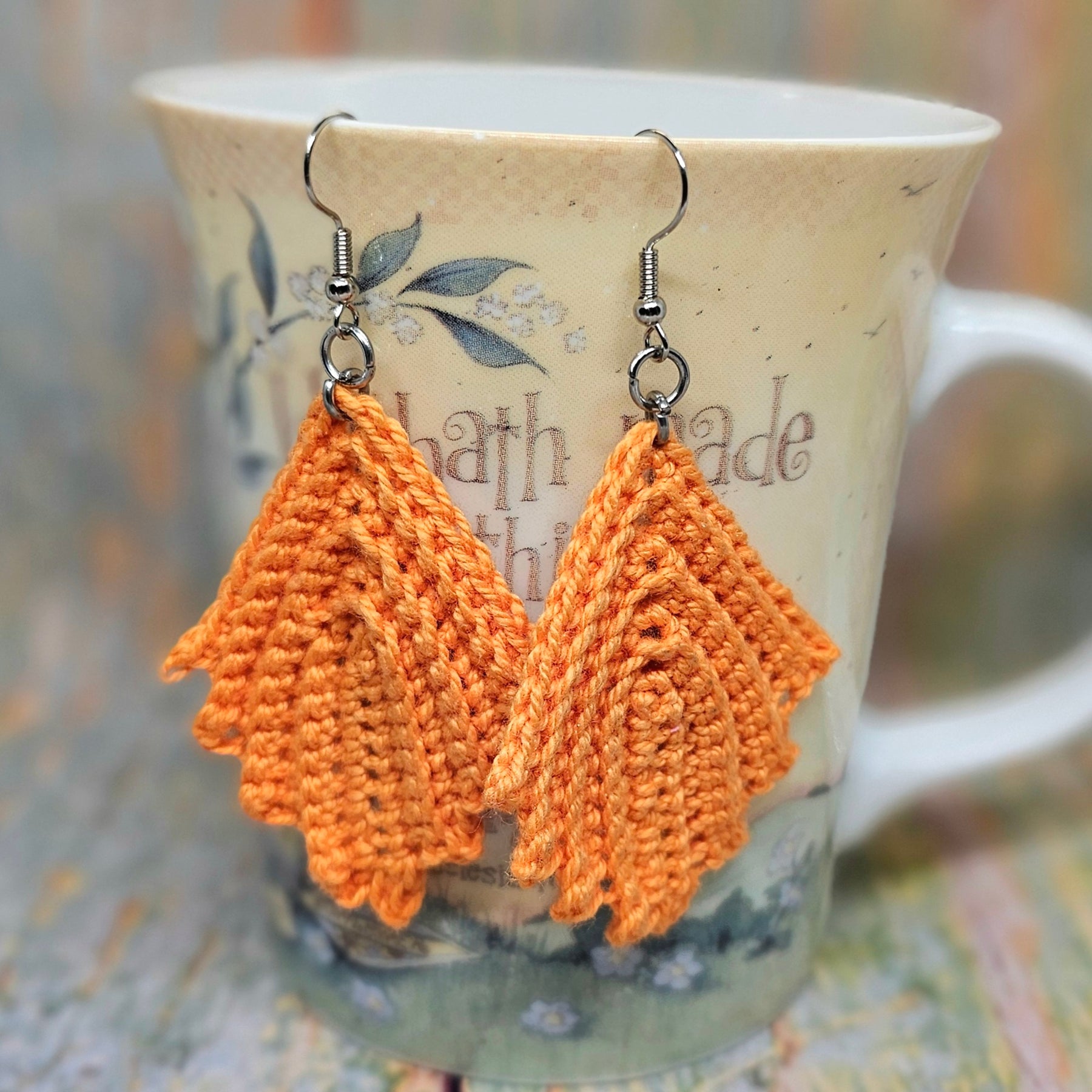 Crocheted Leaf Earrings