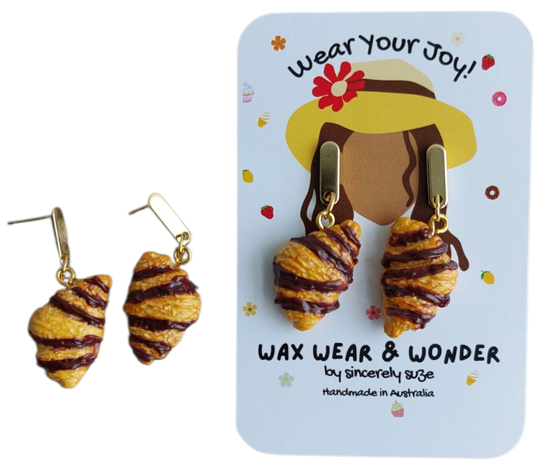 Polymer Clay Earrings - Chocolate Croissant Dangles