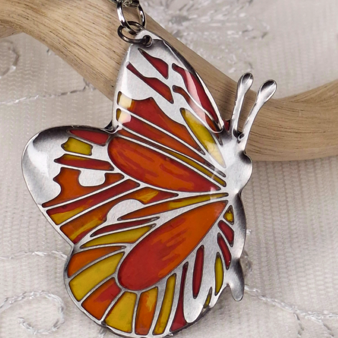 Chromaflutter – Stainless Steel & Resin Butterfly Pendant