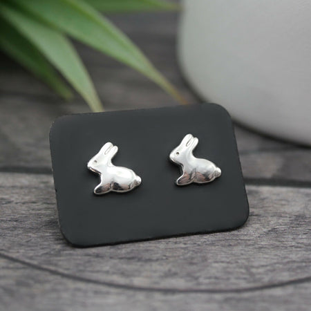 Bunny Studs - Handmade Sterling Silver Rabbit Earrings for Easter