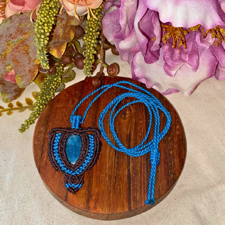 Blue Apatite Micro Macrame Necklace