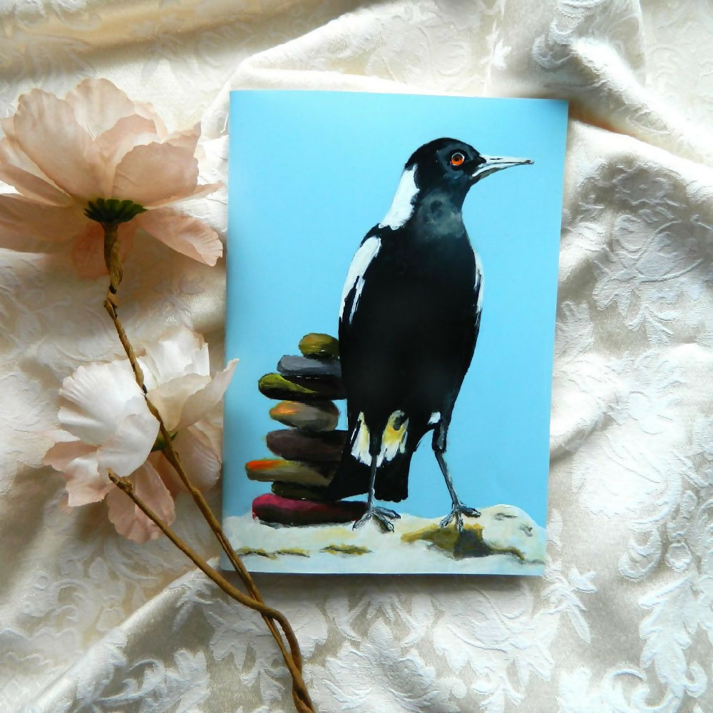 magpie dot notebook with flower