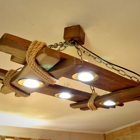 Wooden Chandelier is Made of Natural Wood, Ceiling Light