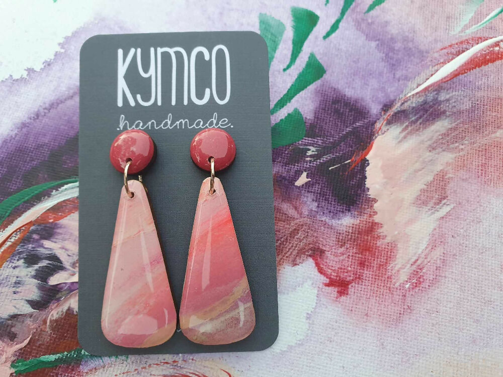 Aurora Collection| Resin large dangle earrings | Pink and pink3