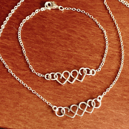 Chain of Hearts sterling silver bracelet or necklace