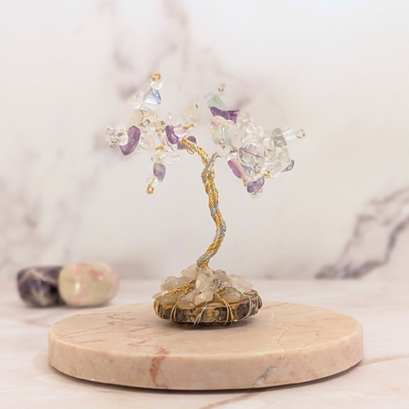 Gemstone tree | rose quartz | rainbow fluorite | quartz | healing