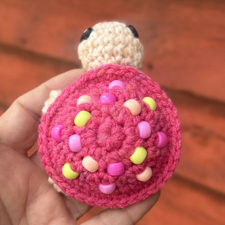 Turtle Beaded Fidget Crochet Toy Pink