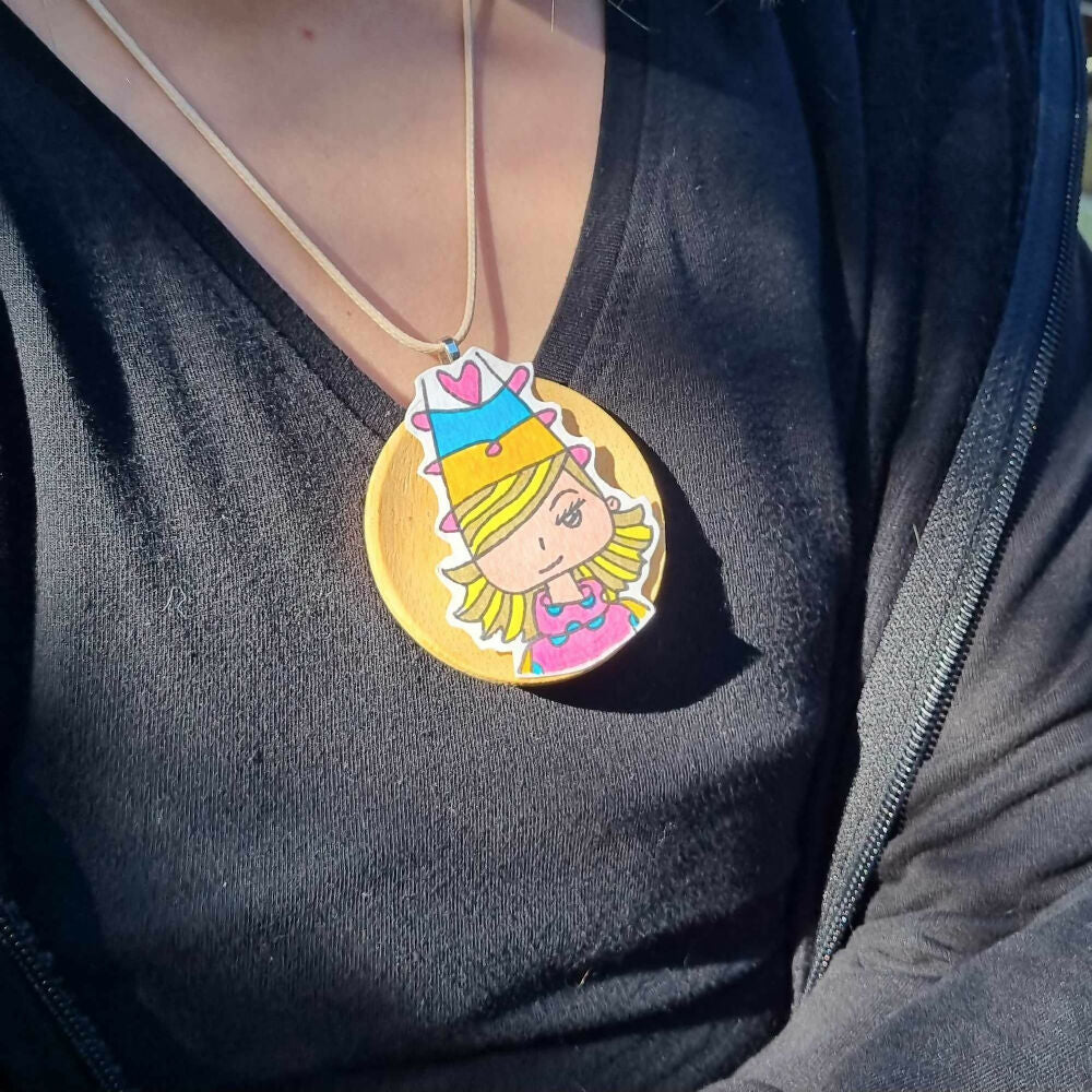 Whimsigirl Jewelry Series : Original Ink Illustration Necklace Pendant