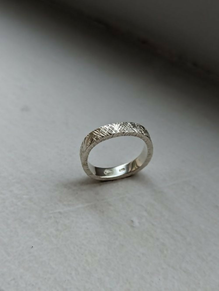 handmade cross hatch textured ring | Wedding Ring