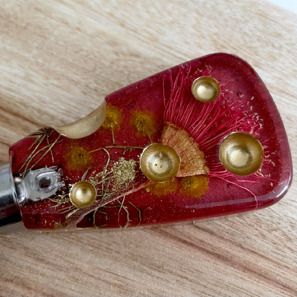 Set of 3 Red Botanical Cheese Knife featuring Australian Native Flowers