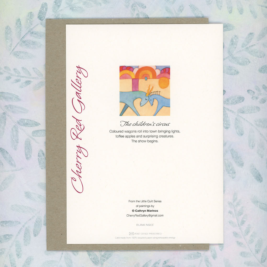 Magical Eco-Card with Whimsical Animals and Circus Children (lg-circ)