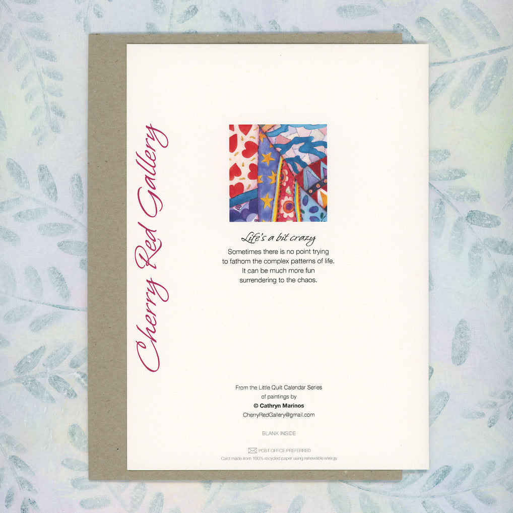 Colourful Crazy Patchwork Quilt Eco-Paper Art Card (lg-craz)
