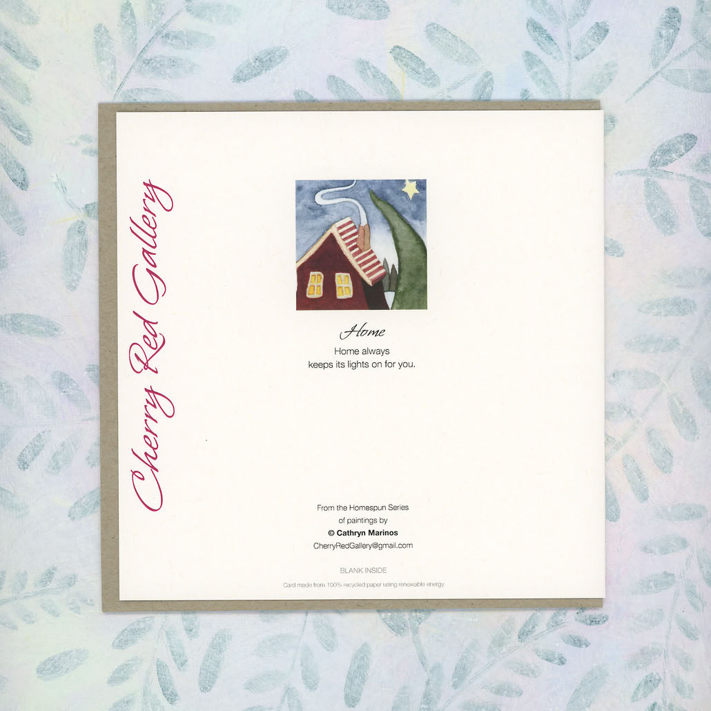 Cosy House in the Forest Eco Greeting Card (sq-home)