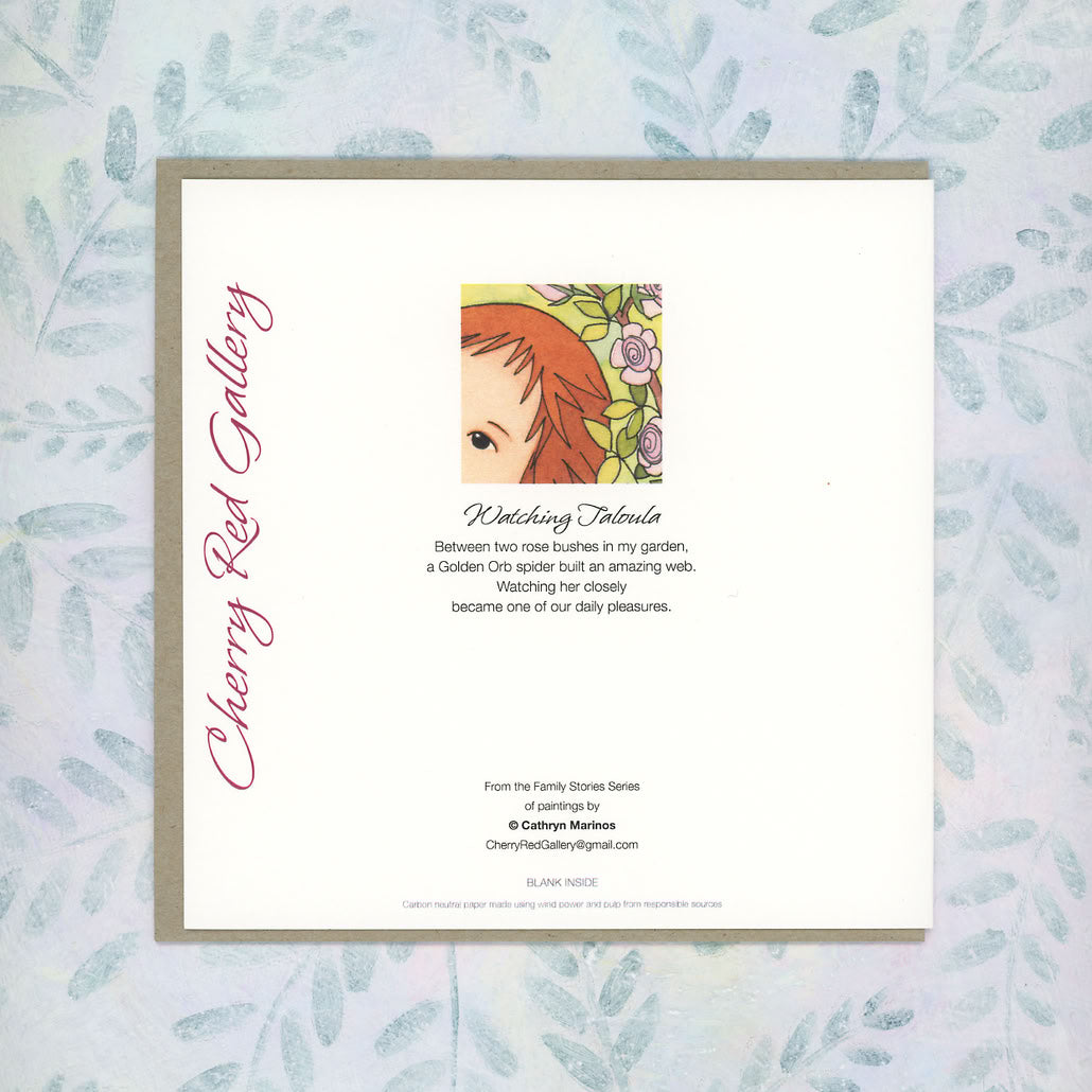 Roses with an Unexpected Spider Guest Eco-Card (sq-lula)