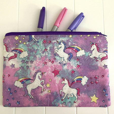 Sparkly unicorns pencil case