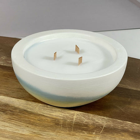 Handcrafted Candle Bowl - Blue, Citrine & White