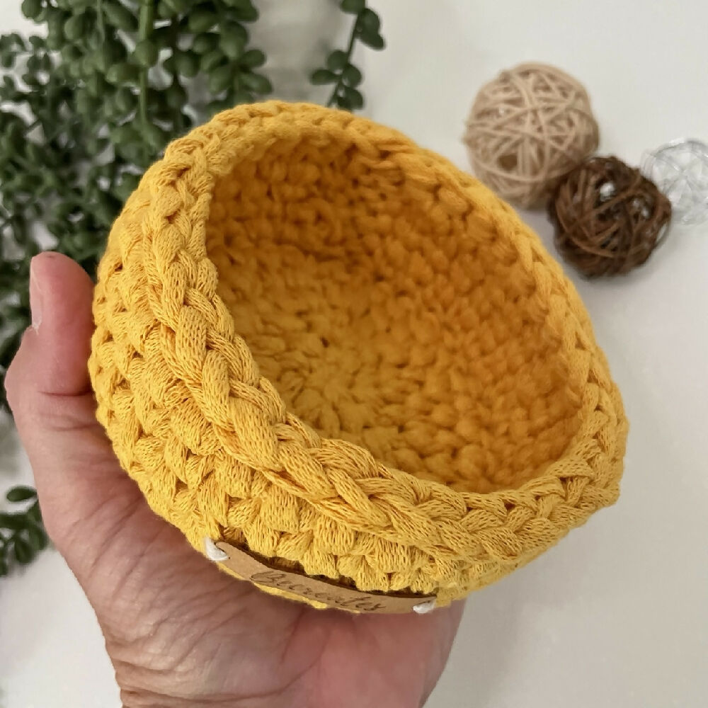 Crochet handmade basket | Home Decor | Mustard Mini