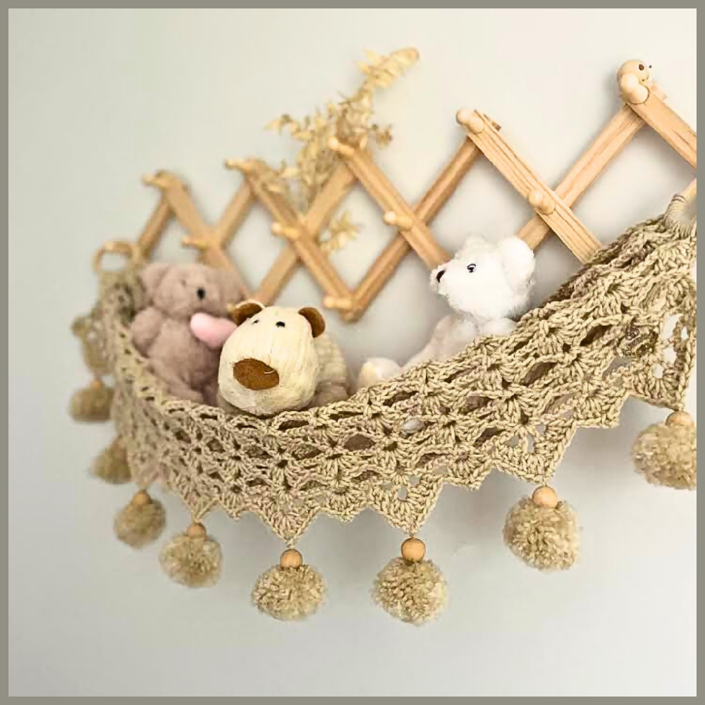 Handmade Crochet Toy Hammock,Nursery Decor, Kids Decor