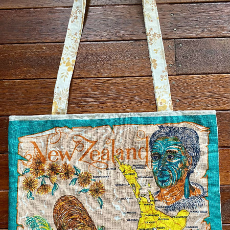 Vintage/Retro Souvenir Linen Tea Towel Tote Bag - New Zealand