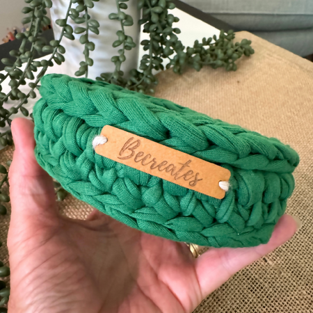 Handmade home decor | Crochet basket | Shamrock Green| Mini