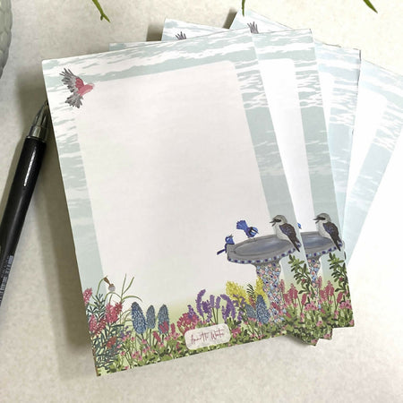 Cottage Garden notepad with Australian Fairy Wrens and Kookaburra #5