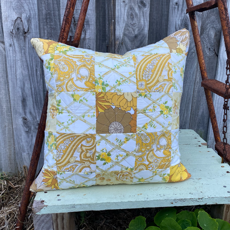 Retro Lemon Cushion Cover Vintage Upcycled