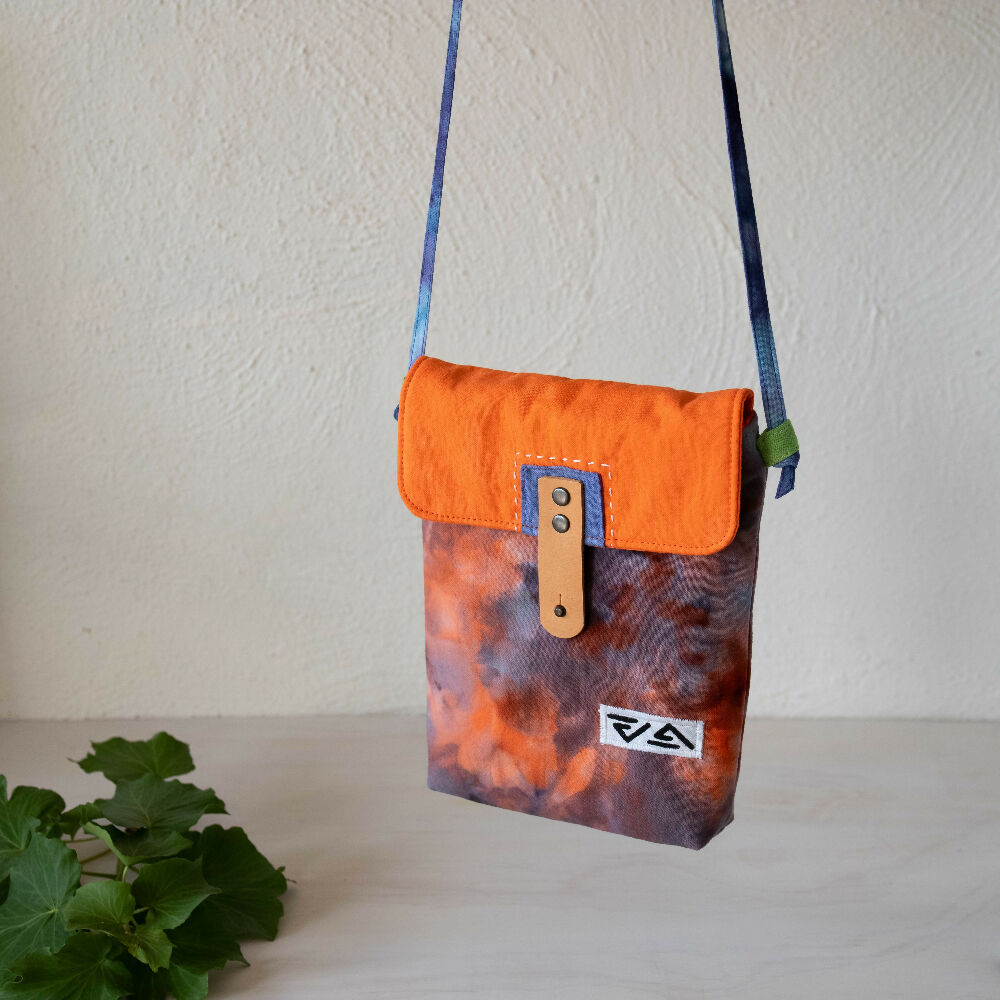 Ice Dyed Small Messenger/Cross Body Bag, Orange