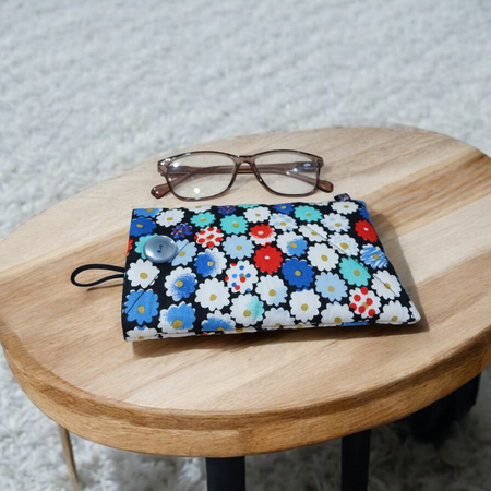 Sunglass case protector, eyewear case, flower print fabric