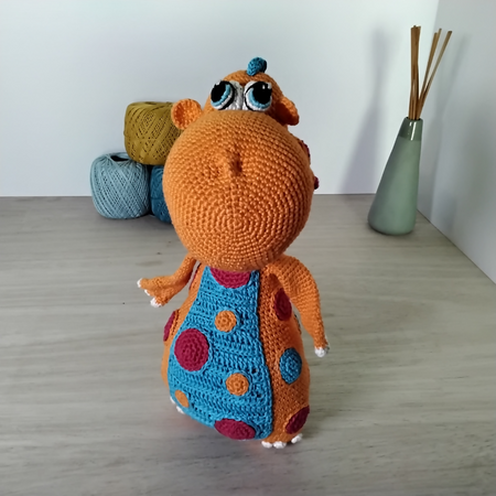 Orange Dinosaur soft toy jointed head