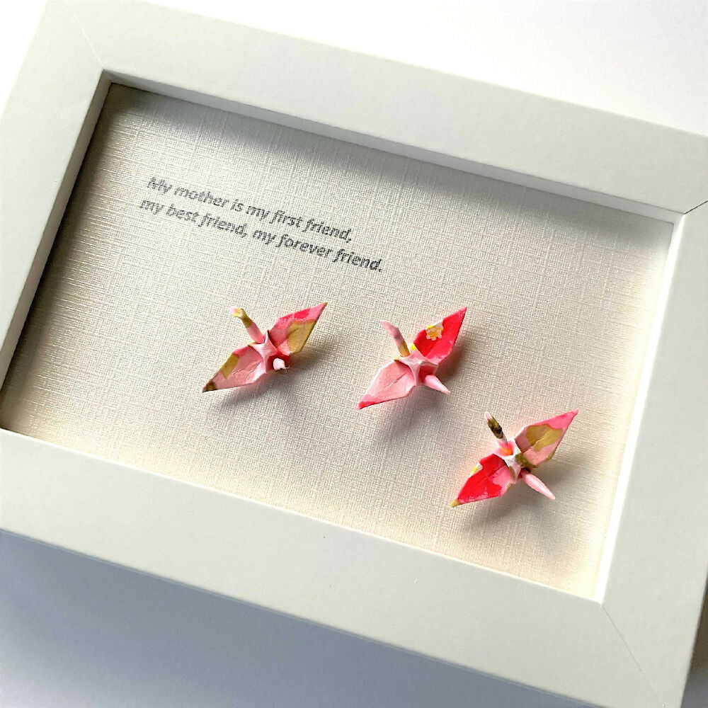 Framed inspiration quote and colourful cranes - perfect gift