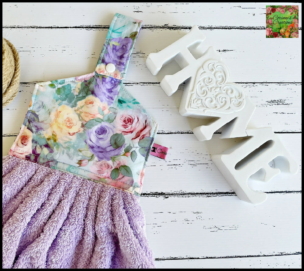 Hanging Hand Towel - Pastel Roses - 3 Colours Available