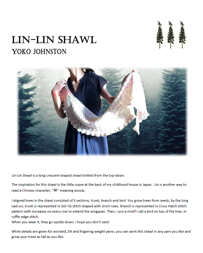Lin-Lin Shawl PDF pattern for knitters, Knitting pattern