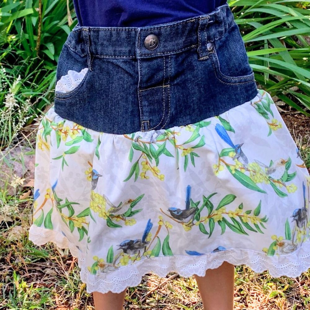 girls-size-5-upcycled-denim-skirt-australian-fairy-blue-wren-wattle-handmade-sewing-artist-the-denim-patch (8)