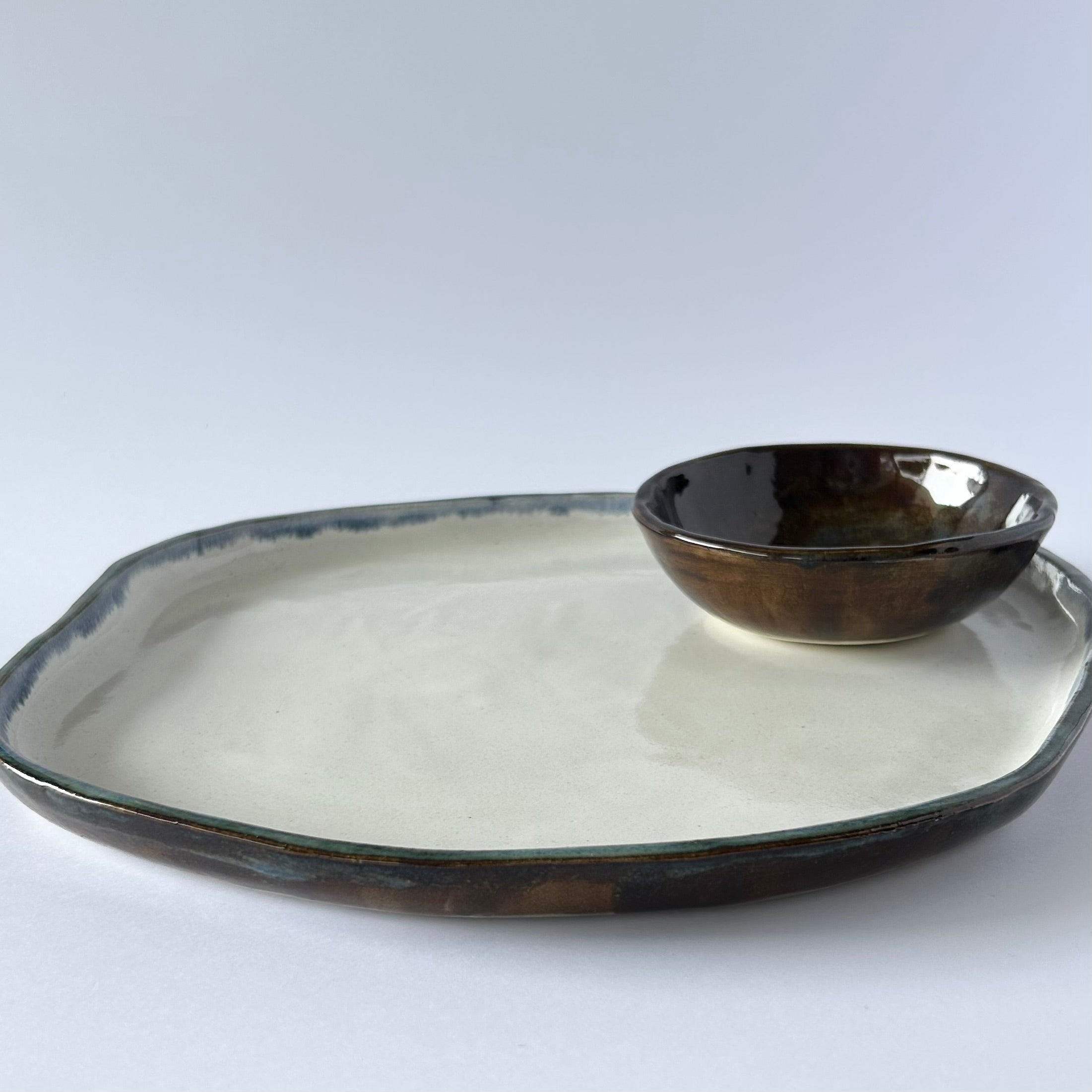 Platter and Dip Bowl Set - Denim